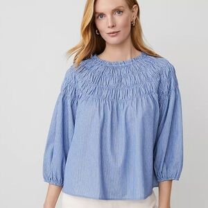 Ann Taylor Navy Striped Blouse